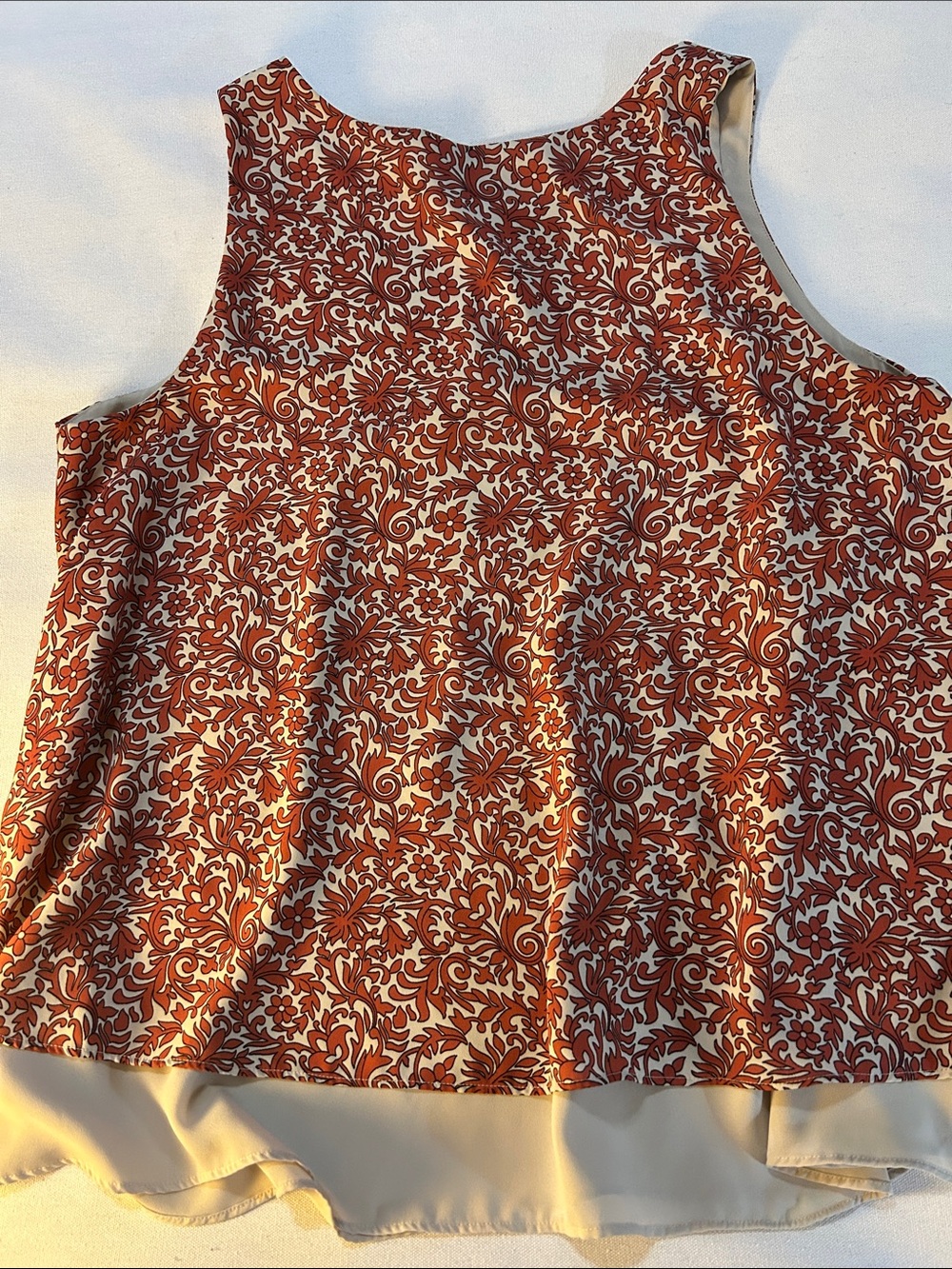 LOFT Rust Floral Double-Layer Sleeveless Camisole